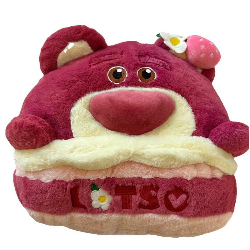 Disney Toy Story Lotso Bear Strawberry Cake Plush Pillow-Zipper Pocket Kawaii